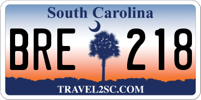 SC license plate BRE218
