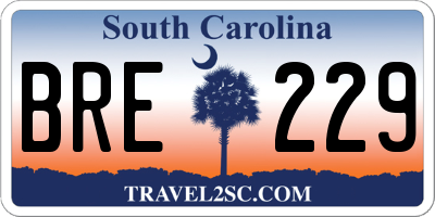SC license plate BRE229