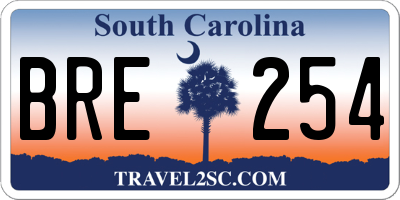 SC license plate BRE254