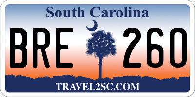SC license plate BRE260