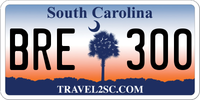 SC license plate BRE300