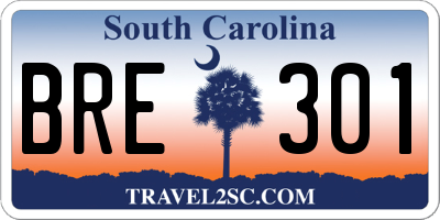SC license plate BRE301