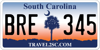 SC license plate BRE345