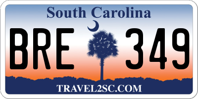 SC license plate BRE349
