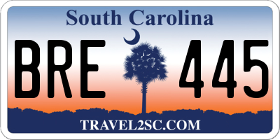SC license plate BRE445