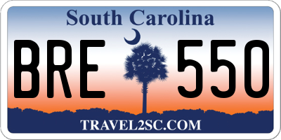 SC license plate BRE550
