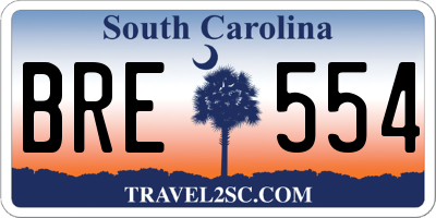 SC license plate BRE554
