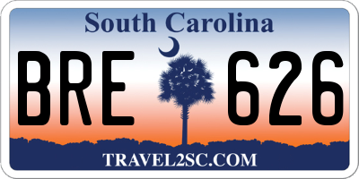 SC license plate BRE626