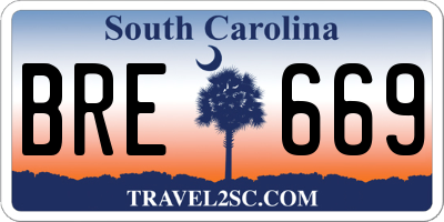 SC license plate BRE669