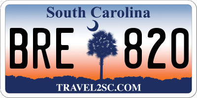 SC license plate BRE820