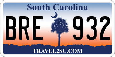 SC license plate BRE932