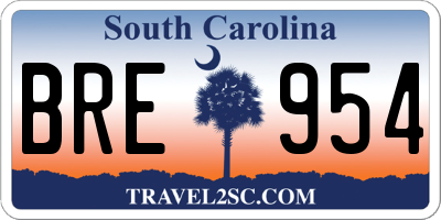 SC license plate BRE954