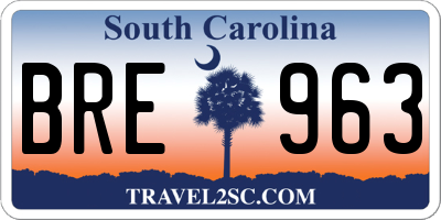 SC license plate BRE963