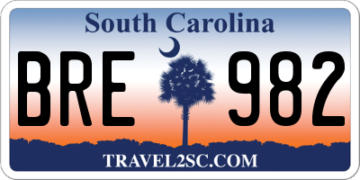SC license plate BRE982