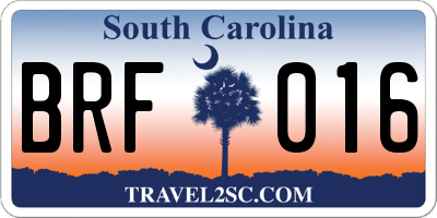 SC license plate BRF016