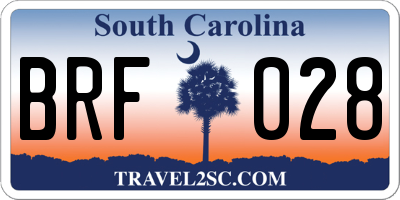 SC license plate BRF028
