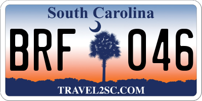 SC license plate BRF046