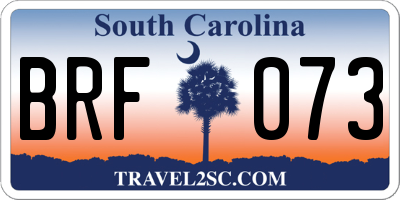 SC license plate BRF073