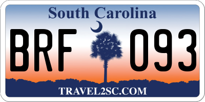 SC license plate BRF093