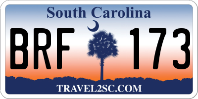 SC license plate BRF173