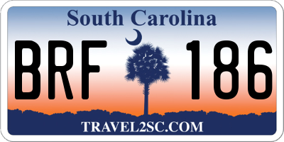 SC license plate BRF186