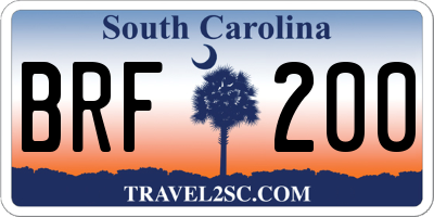 SC license plate BRF200