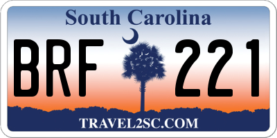 SC license plate BRF221