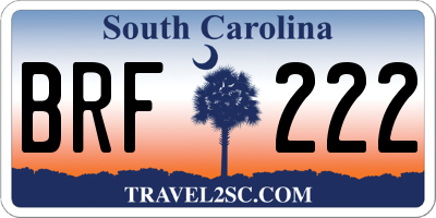 SC license plate BRF222