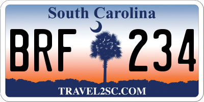 SC license plate BRF234