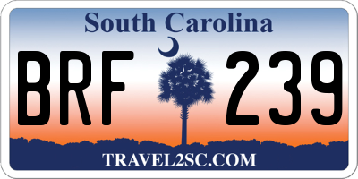 SC license plate BRF239