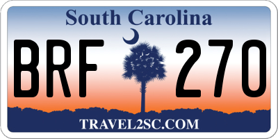 SC license plate BRF270