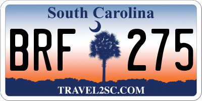 SC license plate BRF275