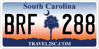 SC license plate BRF288