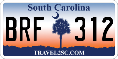 SC license plate BRF312