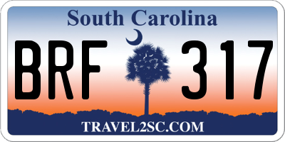 SC license plate BRF317