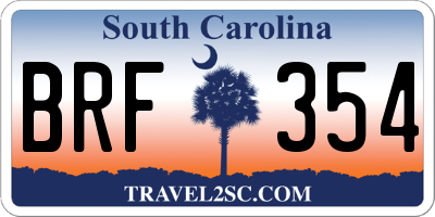 SC license plate BRF354