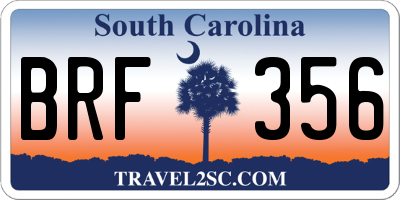 SC license plate BRF356