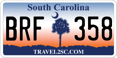 SC license plate BRF358