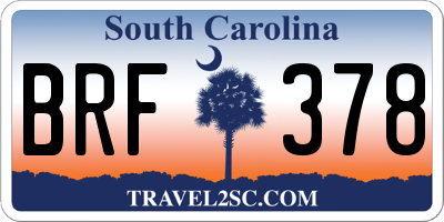 SC license plate BRF378