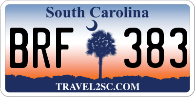 SC license plate BRF383