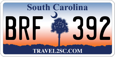 SC license plate BRF392