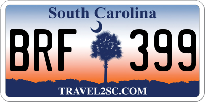 SC license plate BRF399