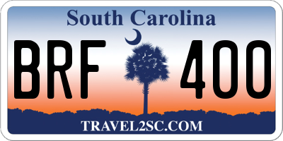 SC license plate BRF400