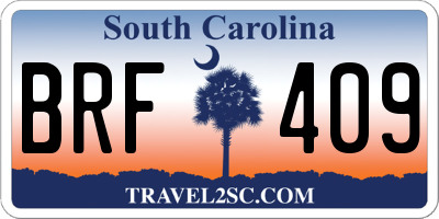 SC license plate BRF409