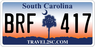 SC license plate BRF417