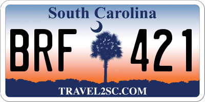 SC license plate BRF421