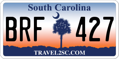 SC license plate BRF427