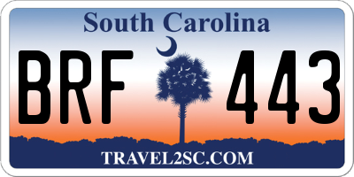 SC license plate BRF443