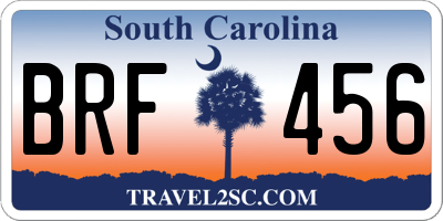 SC license plate BRF456