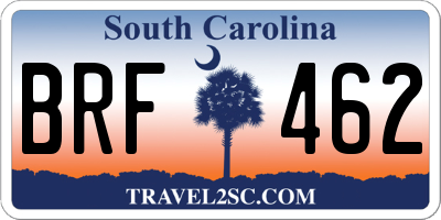 SC license plate BRF462